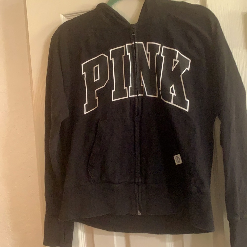 VS  pink zip hoodie with thumb holes